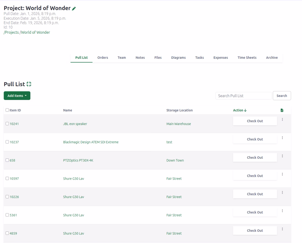 pull list for your project on find boxes
